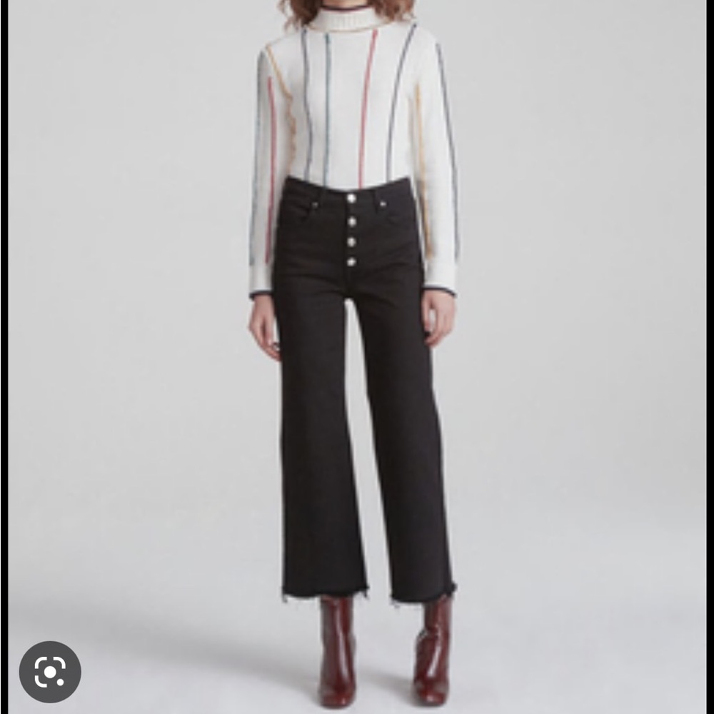 Rag & Bone High Rise Button Up Frayed Ankle Justine Jeans Size 24